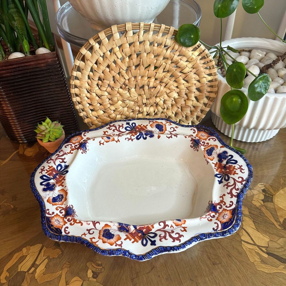 Antique Doulton Burslem England Ironstone "Nankin" Imari Style Tureen, 1886-1901